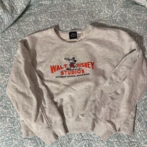 Disney Gray Crew Neck Sweater with Red Embroidery